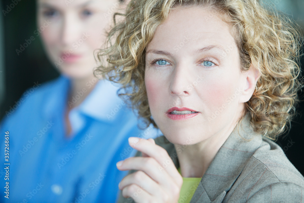 Close up of businesswoman's serious face Close up of businesswoman's serious face