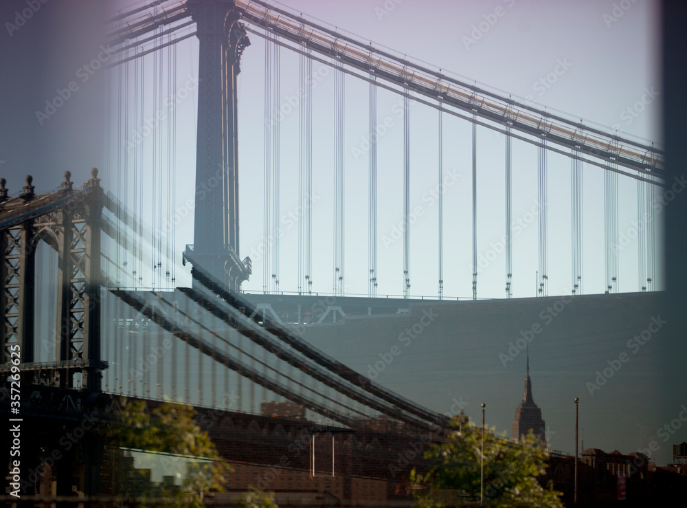 Fototapeta premium Double exposure image of urban bridge