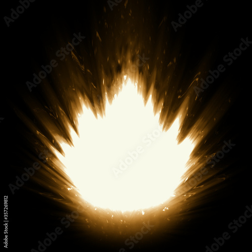 realistic gun muzzle flash on black background