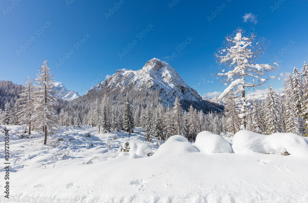 Winter in the Dolomites mountain, Italy