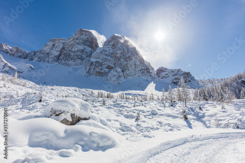 Winter in the Dolomites mountain, Italy