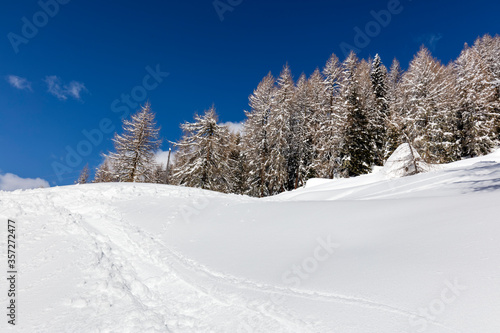 Winter in the Dolomites mountain  Italy