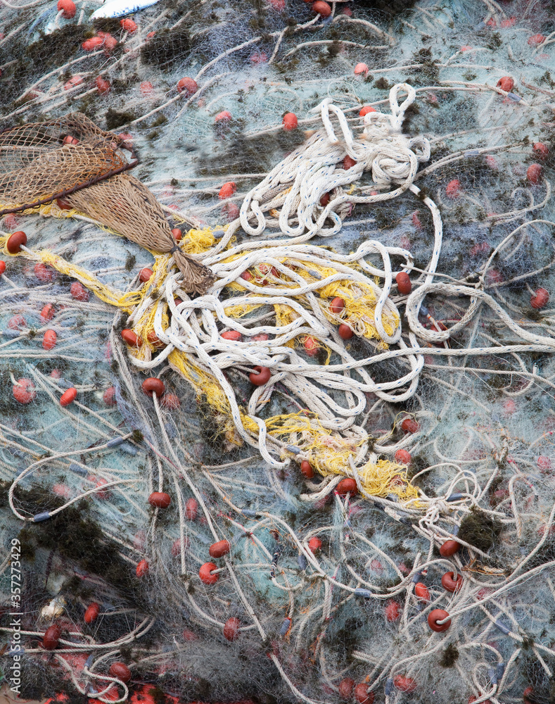 Close up of tangled fishing wire and nets Close up of tangled fishing wire and nets