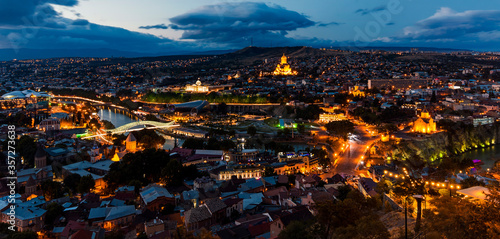 Areal view of Tbilisi at night, Georgia © Posztós János