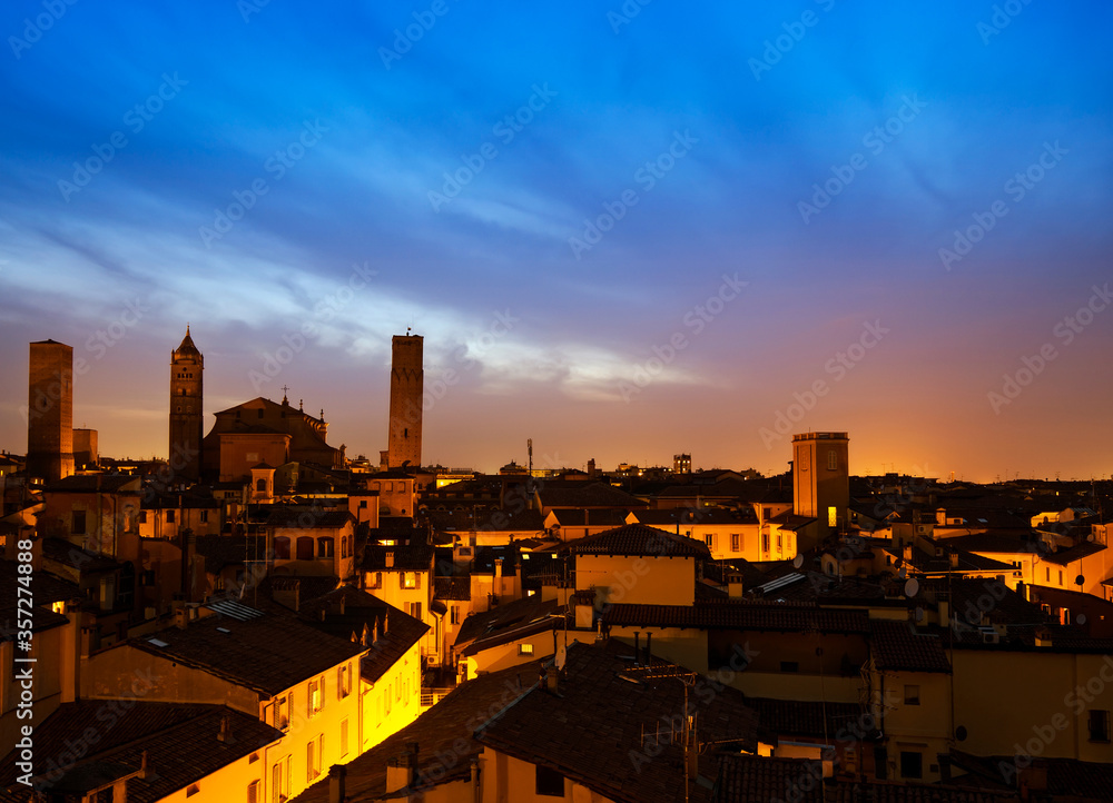 View of Bologna at night