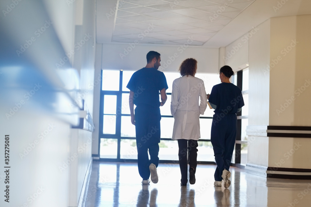 Fototapeta premium Hospital staff talking in hallway