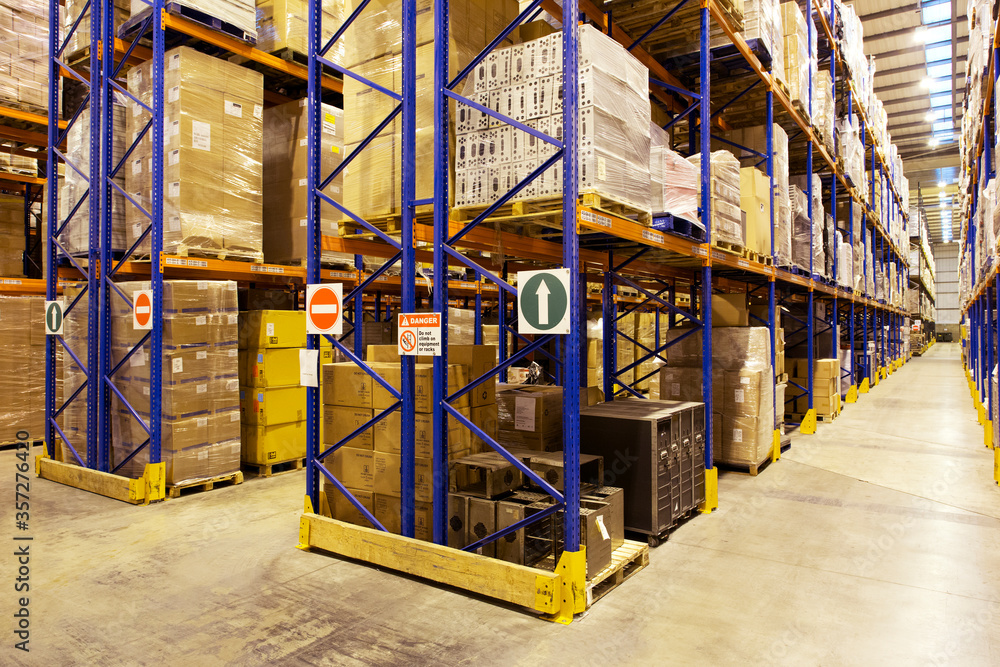 Aisles of boxes in warehouse Aisles of boxes in warehouse