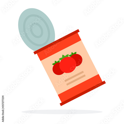 Empty can of tomato sauce flat isolated