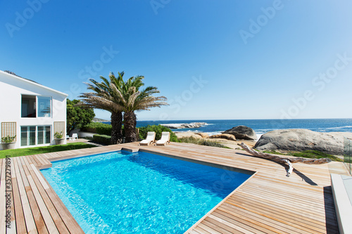 Luxury swimming pool with ocean view