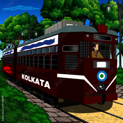 Tram in Kolkata  koustav  Paintings  Prints Vehicles  Transportation  Trolleys  Cable Cars  ArtPal