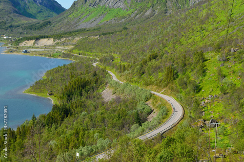 majestic fjord and mountain landscape panorama photo senja island summer