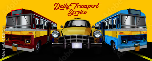 Illustration vector of Kolkata Daily Transport service