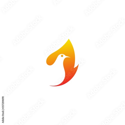 Dove bird with fire nature logo template