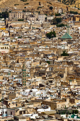 Areal view of Fez, Morocco.