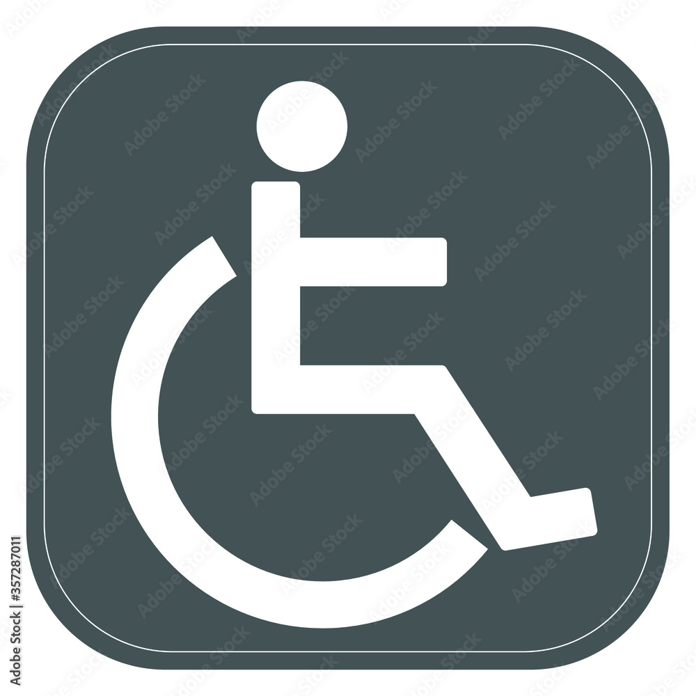 Wheelchair icon, symbol, gray, Vector Wheelchair icon, symbol, gray, Vector