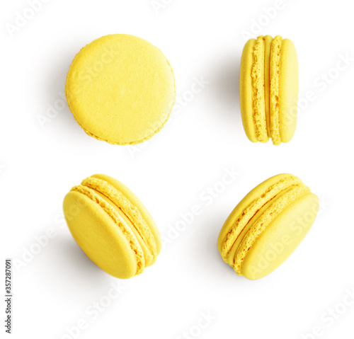 Set of yellow french macarons