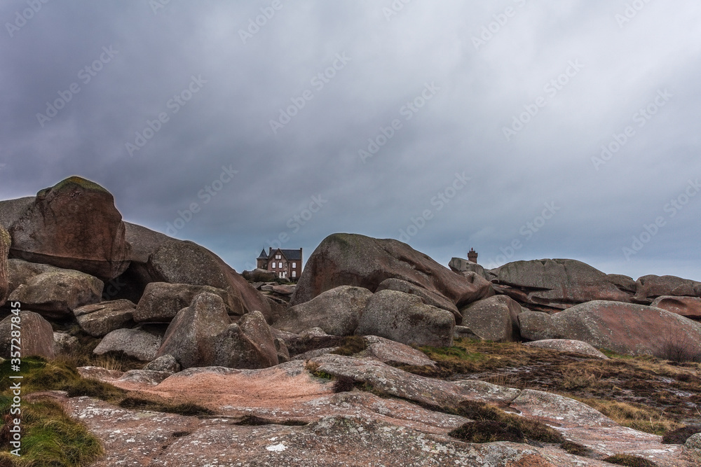Perros Guirec, Ploumanac'h Lighthouse, Mean Ruz, la Manche, rocks and waves Perros Guirec, Ploumanac'h Lighthouse, Mean Ruz, la Manche, rocks and waves