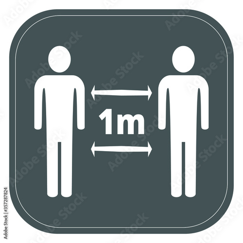 Social distance icon, 1 meter, gray background