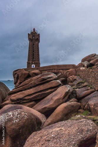 Perros Guirec, Ploumanac'h Lighthouse, Mean Ruz, la Manche, rocks and waves © Morgenstjerne