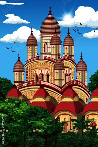 Illustration Vector art of Dakshineswar kali temple