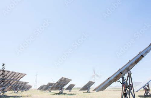 Solar panels in rural landscape