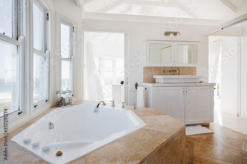 Jacuzzi tub in luxury bathroom