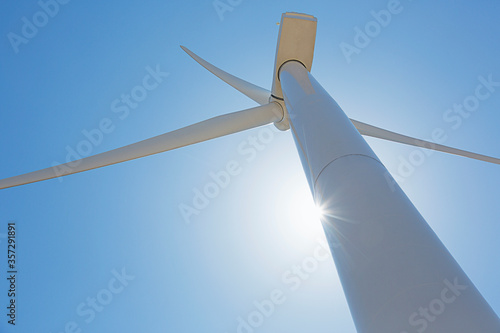 Low angle view of wind turbine