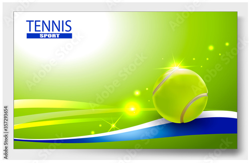 3 d Tennis Racquet. Vector Tennis Ball. A realistic object and sports background for posters, leaflets for world tennis competitions.Vector illustration.Sport equipment element.