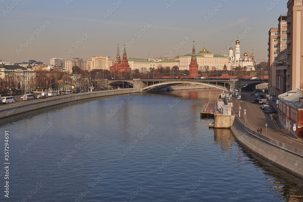 View of the Moscow Kremlin from the Patriarchal bridge.