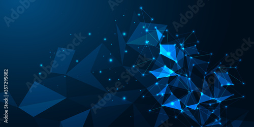 Futuristic science and technology glowing low polygonal abstract banner