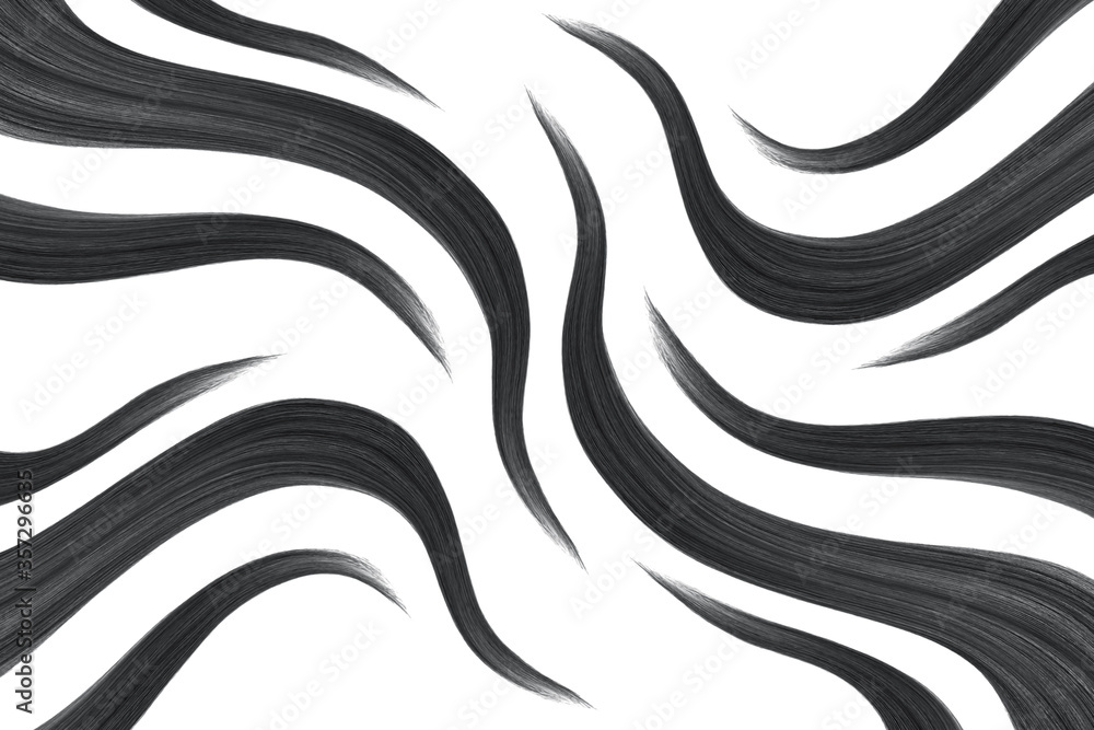 Black hair on white, isolated. Thin threads as background Black hair on white, isolated. Thin threads as background