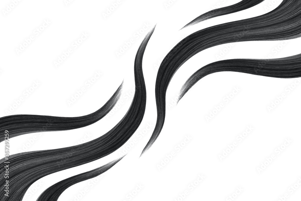 Black hair on white, isolated. Thin threads as background Black hair on white, isolated. Thin threads as background