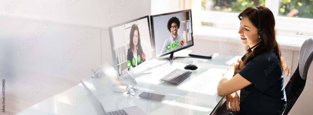 Online Video Conference Learning Call - obrazy, fototapety, plakaty 