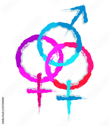 Bisexual gender symbol watercolor concept.