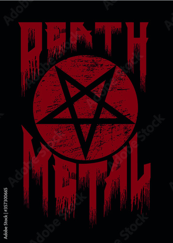 Death metal , pentagram lettering vector design.
