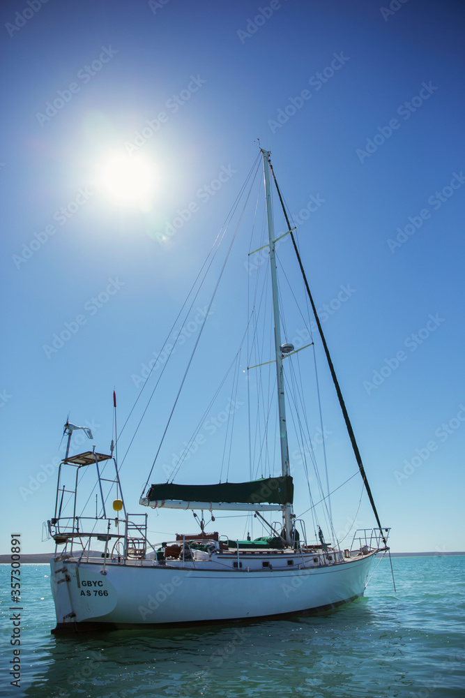 Sailboat in water on sunny day