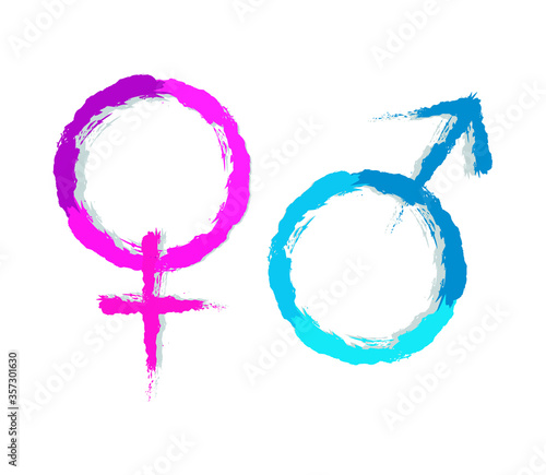 Male and female gender sign brush art.