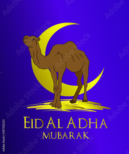 Muslim holiday Eid al-Adha. the sacrifice a ram. graphic design decoration kurban bayrami. month lamb, sheep, and camel. vector illustration.