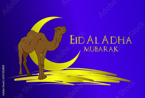 Muslim holiday Eid al-Adha. the sacrifice a ram. graphic design decoration kurban bayrami. month lamb, sheep, and camel. vector illustration.