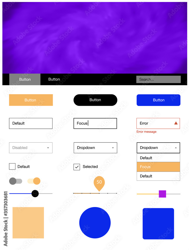 Light Blue, Yellow vector web ui kit with nebula stars. Light Blue, Yellow vector web ui kit with nebula stars.