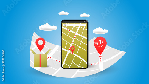 Tracking courier fast delivery on websites or mobile applications concepts of marketing and digital marketing. Premium Vector