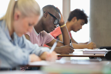 University students taking exam