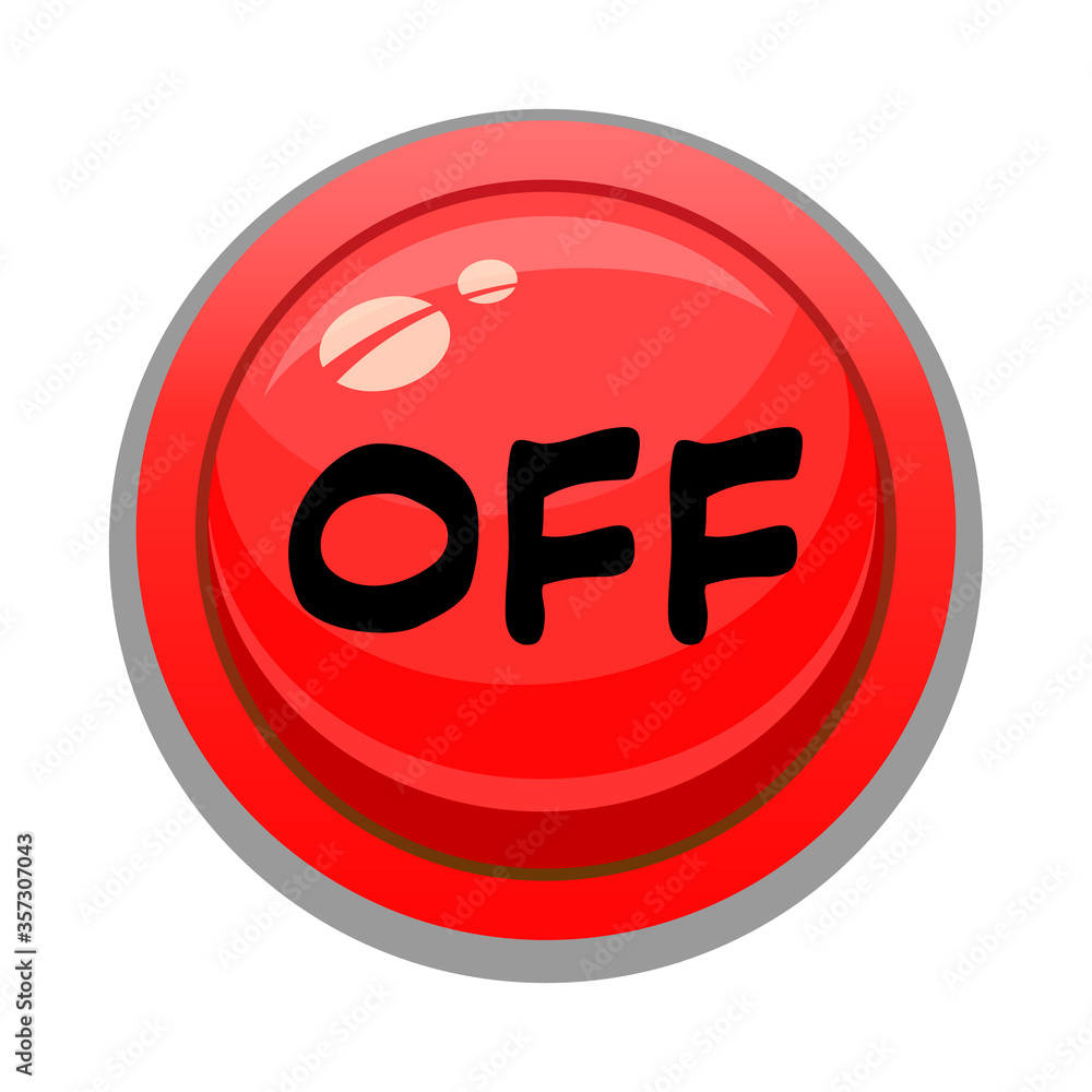 Red button. Vector icons. For applications, sites. Round shape. Off Red button. Vector icons. For applications, sites. Round shape. Off