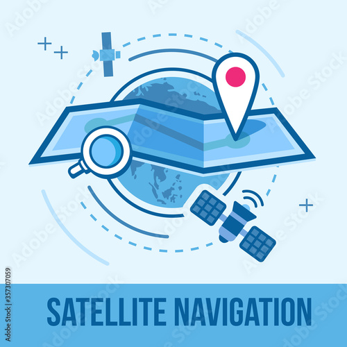 GPS satellite in Earth orbit. GPS global positioning system satellite phone location tracking how method technical