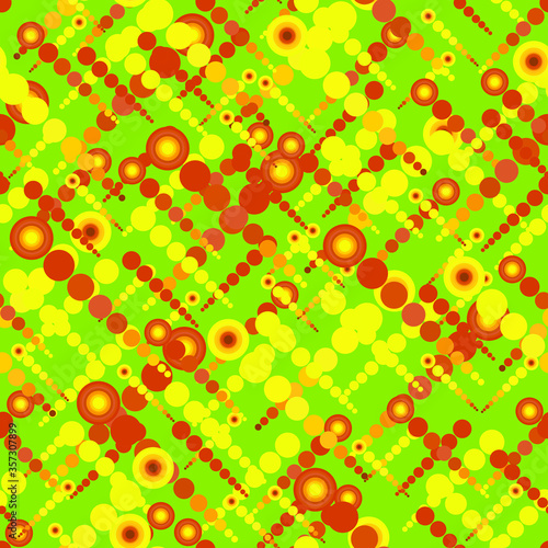 Seamless abstract pattern with yellow and orange circles. bright background