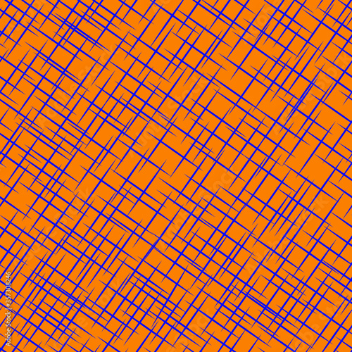 Seamless vector abstract pattern. blue strokes on an orange background