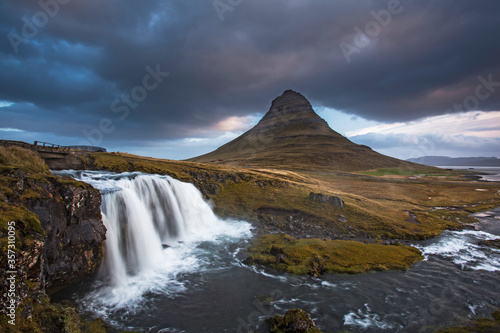 Scenic view of waterfall landscape, Kirkjufell, Snaefellsnes, Iceland © David Henderson/KOTO
