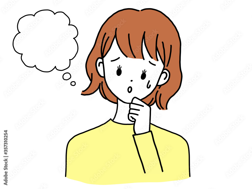 不安を抱える若い女性 吹き出し 不安を抱える若い女性 吹き出し