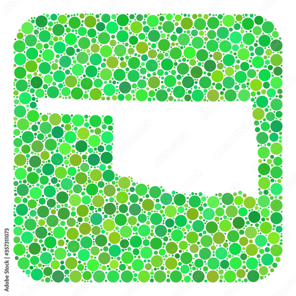 Map of Oklahoma State collage designed with rounded rectangle and stencil. Vector map of Oklahoma State collage of filled circles in different sizes and green color tinges. Map of Oklahoma State collage designed with rounded rectangle and stencil. Vector map of Oklahoma State collage of filled circles in different sizes and green color tinges.