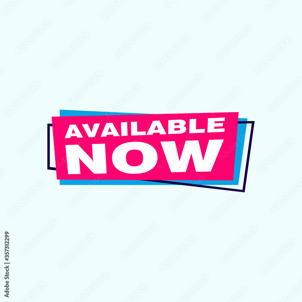 Available now label, badge, seal or burst flat vector icon for apps and websites Available now label, badge, seal or burst flat vector icon for apps and websites